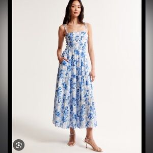 Abercrombie & Fitch Blue and White Maxi Sundress Spaghetti Strap